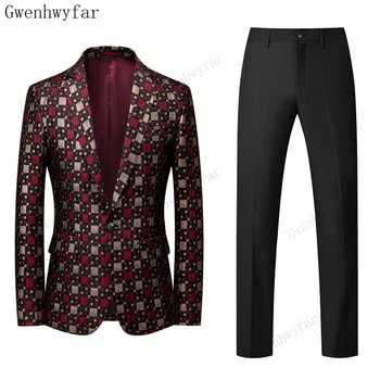 Gwenhwyfar (Bunda+Nohavice) Luxusné Mužov Svadobný Oblek Muž Blejzre Odevy Pre Mužov Kostým Business Formálnej Strany červená Classic