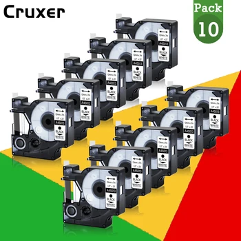 Cruxer 10PK 12 mm Štítok Pásky, Kompatibilné pre Dymo D1 45010 45013 45021 Kazety pre Dymo Label Manager 150 200 250 Tlačiareň štítkov