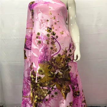 5 metrov! najkrajšie Hodváb čipky Textílie Saténové Šaty Pre nový príchod Afriky hodvábna tkanina kvalitné LXE072403