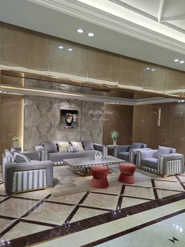 Taliansky ľahké luxusné matný kožená sedačka zmes postmoderných villa mansion veľká obývacia izba kompletnú sadu nábytku