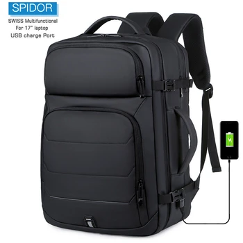 SPIDOR 40 L Veľkú Kapacitu, Rozšíriteľná Batohy USB Nabíjanie 17 Palcový Notebook Nepremokavé Polyfunkčné Business Travel Bag