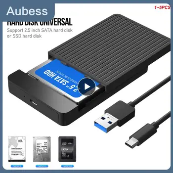 1~5 KS Prenosné 2.5 SATA Na USB 3.0 Adapter Pevný Disk HDD Externé Úložné puzdro Pre SSD Disk HDD Box S USB3.0 Typ C Kábel