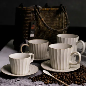 Japonský Kávu, Pohár A Tanier Nastavenie Európskej Malé Luxusné Hrnček Domácnosti Retro Nádherné Keramické Raňajky Pohár Drinkware Nastaviť