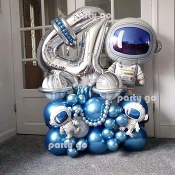 33pcs Vesmíru Astronaut Tému Party 0-9 Počet Fóliové Balóniky Deti Narodeninovej Party Dekorácie, Detský Baby Sprcha Dodávky Hračky