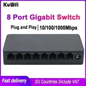 KuWFi 8 Port 1000Mbps Gigabitový Sieťový Switch RJ45 Lan Hub Internet Splitter Prepínač 100Mbps Fast Ethernet Inteligentný Prepínač Prepínač